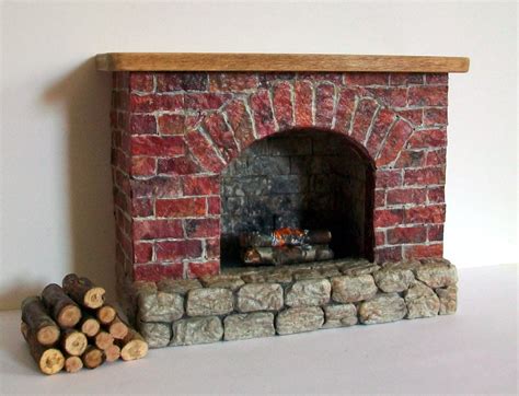 Miniature Brick And Stonework Fireplace 1 Inch Dollhouse