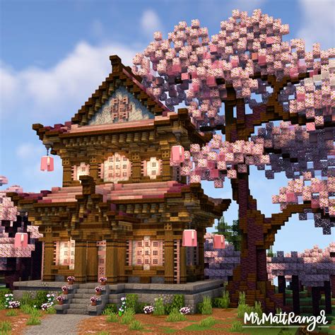 Japanese Temple with Cherry Tree : r/Minecraft