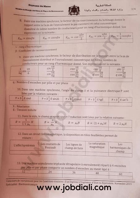 Exemple Concours De Recrutement Ing Nieurs D Etat Lectrom Canique