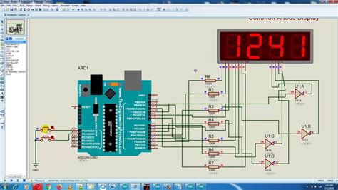 4 Seven Segment Display Arduino In Proteus Up Down Counter Using Arduino Youtube