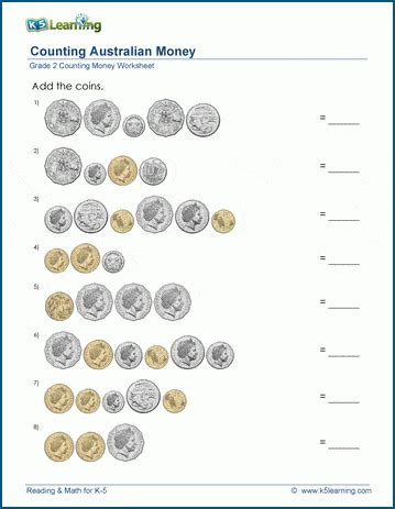 Counting Australian money worksheets | K5 Learning