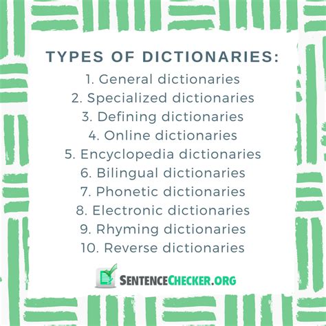 List Of Different Types Of Dictionaries Sentence Checker