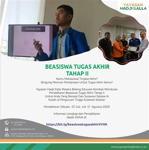 Yayasan Hadji Kalla Buka Pendaftaran Beasiswa Tugas Akhir Tahap Dua