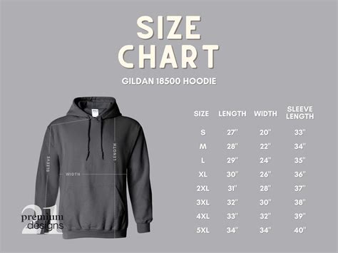 Gildan Size Chart Heavy Blend Hoodie 18500 Unisex | Etsy