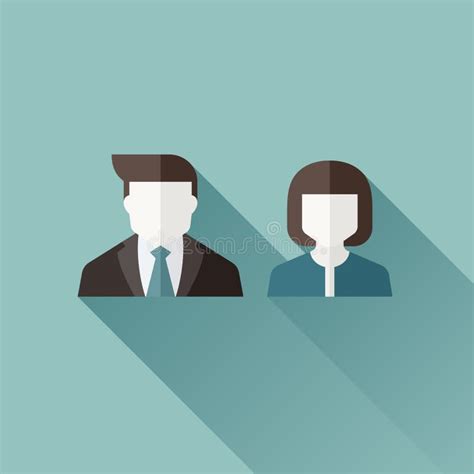 Male And Female User Icons Flat Vector Design With Long Shadow Stock