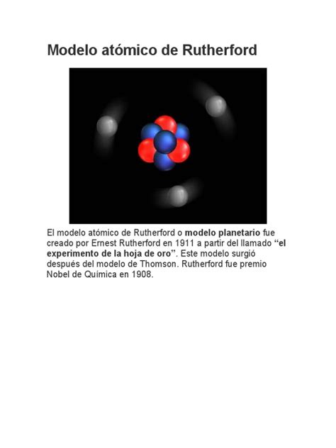 Modelo Atómico De Rutherford Pdf Núcleo Atómico Átomos