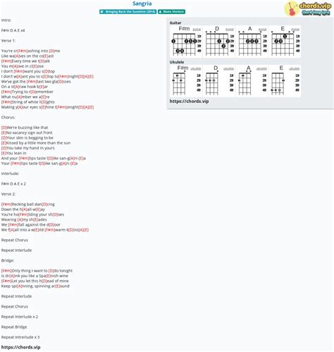 Chord: Sangria - tab, song lyric, sheet, guitar, ukulele | chords.vip