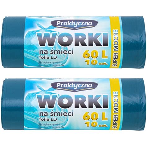 2X Worki Na Śmieci Praktyczna Super Mocne 60 L 10 Sztuk PRAKTYCZNA