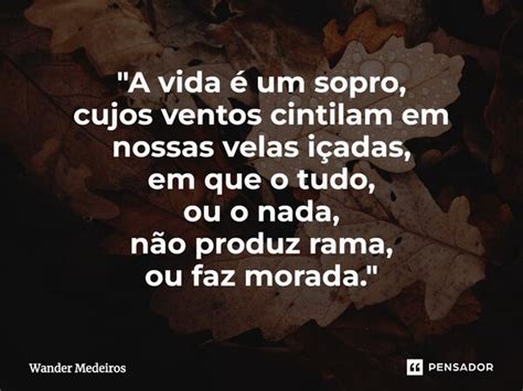 A Vida é Um Sopro Cujos Wander Medeiros Pensador