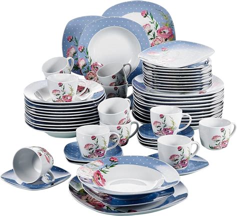 VEWEET Hannah Juegos De Vajillas 60 Piezas De Porcelana Con 12 Taza 175