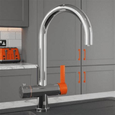 Vibrance Twin Lever Chrome Orange Cromo 4In1 Instant Hot Water Kitchen Tap Kettle Taps From
