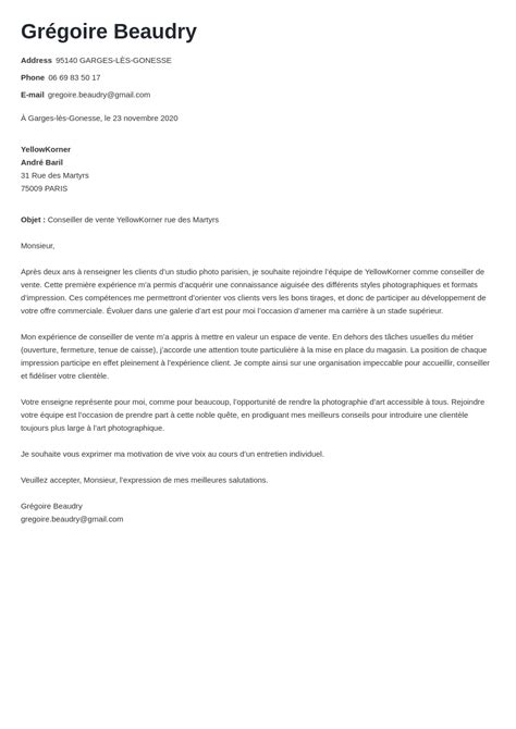 Exemple De Lettre De Motivation Conseillere De Vente Gratuit