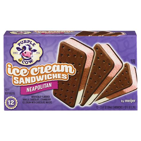 Purple Cow Neapolitan Ice Cream Sandwiches 38.4 oz | Shipt