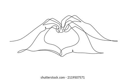 Two Hands Making Heart Sign Continuous Stock Vector Royalty Free