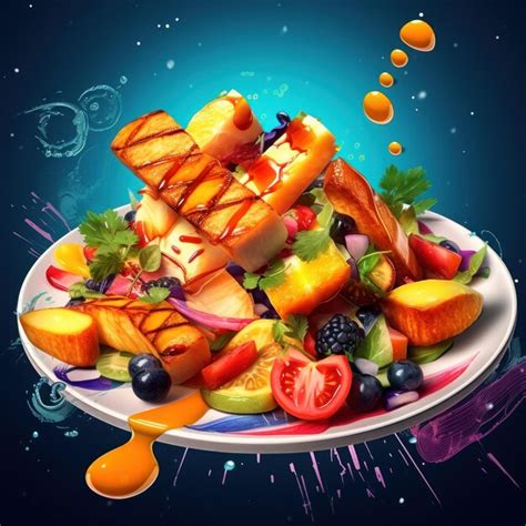 Premium Ai Image Grilled Halloumi Salad In An Art Style