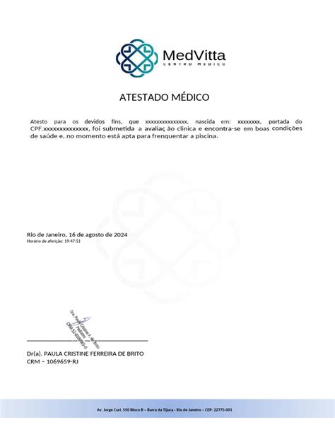 Modelo De Atestado Para Piscina