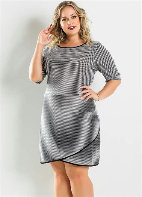 Vestido Pied Poule Plus Size Marguerite