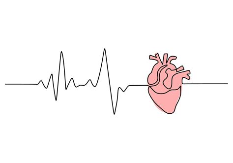 One continuous single line drawing of heart beat on white background. 24239040 Vector Art at ...