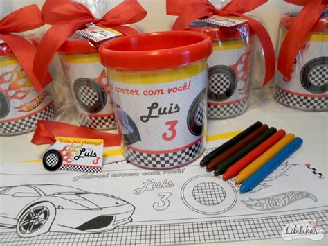 Lembrancinha Hot Wheels Caneca Kit Colorir Elo