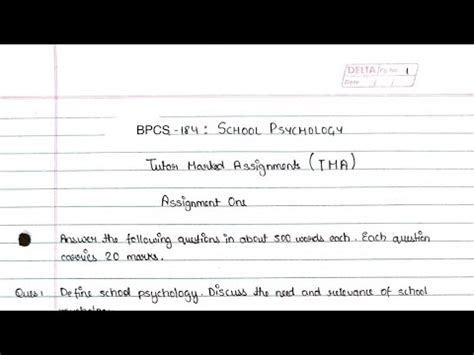 Bpcs Solved Assignment Bpcs Ignou Solved Handwritten