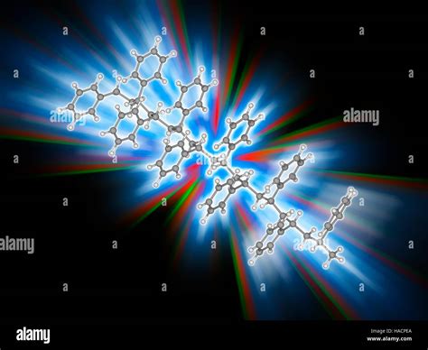 Polystyrene. Molecular model of the thermoplastic polymer polystyrene ...