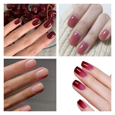 AILLSA Juego de esmaltes de uñas de gel de gelatina de gel transparente rosa nude con base y