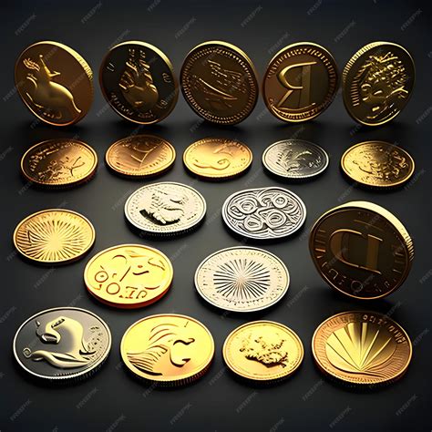 Premium Photo | Gold and silver coins with various designs A pile of coins