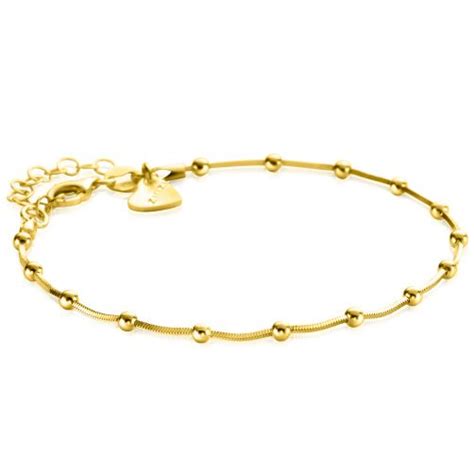 Zinzi Gold Plated Zilveren Slangen Armband Met Vierkant Geslepen