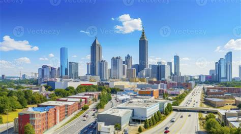 Downtown Atlanta Skyline with Iconic Buildings Against Blue Sky. AI ...