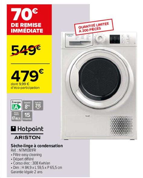 Promo Sèche linge à Condensation Hotpoint Ariston chez Carrefour