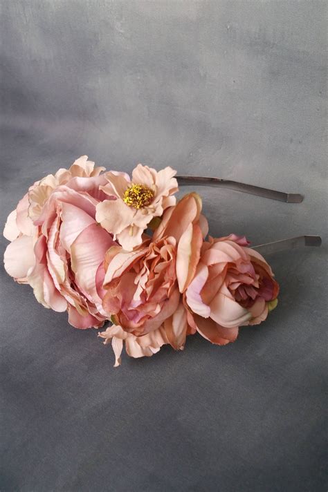 Nude Peony Flower Crown Etsy