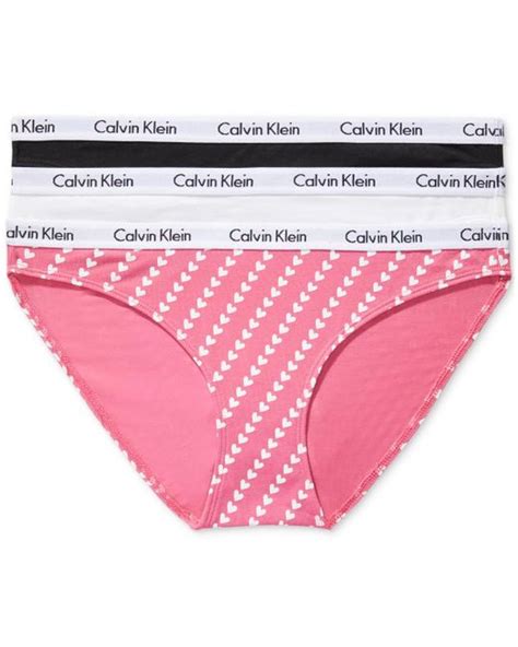 Calvin Klein Carousel Cotton 3 Pack Bikini Underwear Qd3588 In Pink Lyst