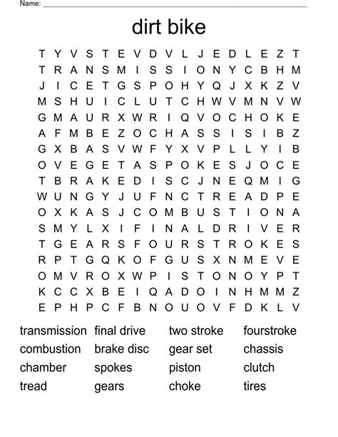 Motorcycle Word Search Printable