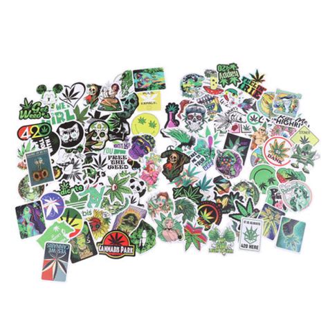 50pcs Funny Characters Leaves Weed Smoking Graffiti Stickers Diy Decal