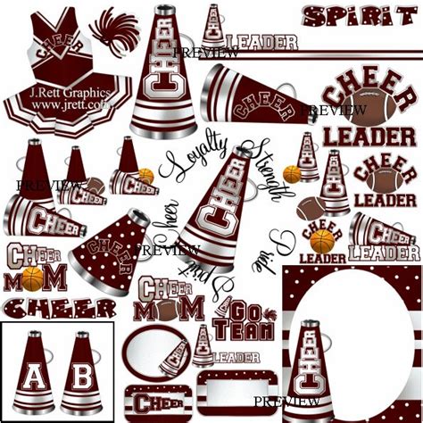 Maroon Cheer Clipart, MORE COLORS, Cheerleader Clip Art, Cheerleading ...