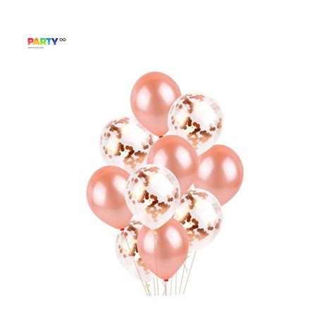 Rose Gold Confetti Balloon Bouquet For Engagement Party Bridal Shower