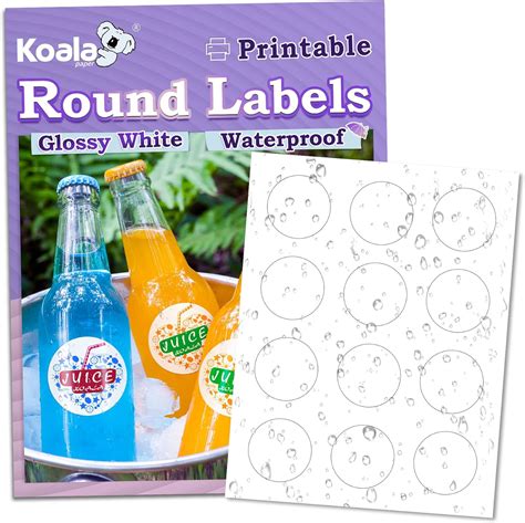 Koala Round Labels Inch Glossy Waterproof Printable Circle Labels