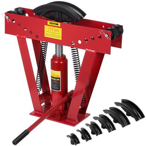 12 Ton Heavy Duty Red Hydraulic Pipe Bender Stroke 130 Mm Hand Pump Tube Tubing Metal Steel Iron