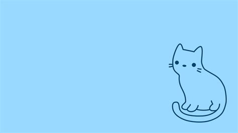 Cute Cat Aesthetic Blue Wallpaper