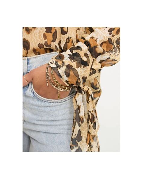 River Island Leopard Print Chiffon Blouse In White Lyst