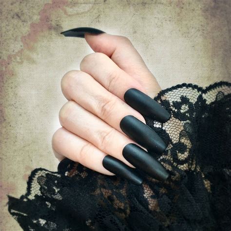 Black Matte Almond Nails