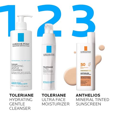 La Roche-Posay Anthelios Tinted SPF 50 Sunscreen & Toleriane Gentle ...