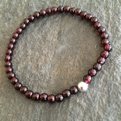 Garnet Stretch Bracelet Sterling Silver Or K Gold Fill Tiny Mm Red