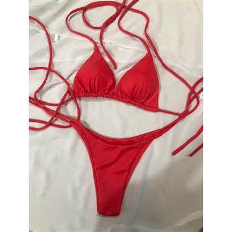 Bikini bacsic tam giác dây buộc quấn quần ship đinh dây hình shop tự chụp BigBuy360