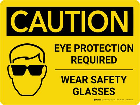 Caution Ppe Eye Protection Required Wear Safety Glasses Landscape With