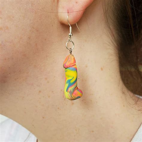 Pride Swirl Dildo Shaped Earrings Etsy