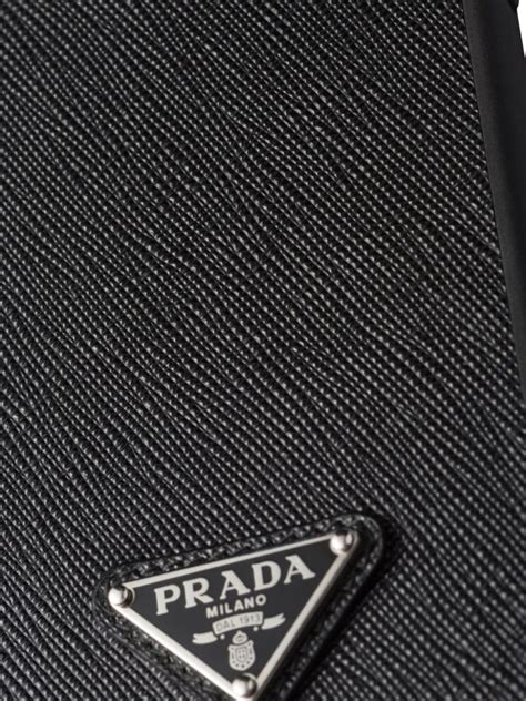 Prada Saffiano Leather Iphone Pro Max Case Black Farfetch