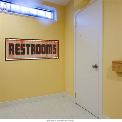 Restrooms Gas Station Style Wall Decal Retro Planet