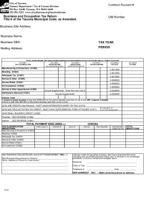 Fillable Online Cms Cityoftacoma Business And Occupation Tax Return