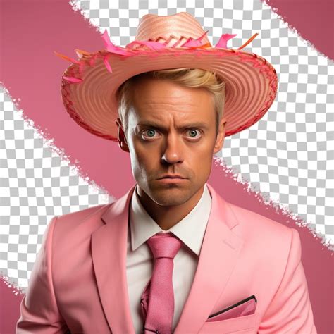 Premium PSD Curious Blonde Hispanic Managerial Consultancy In Pastel Coral Prop Portrait